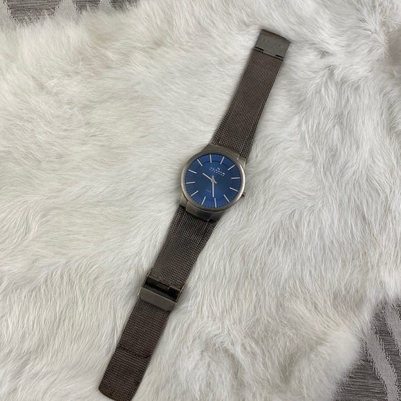 Skagen Denmark Titanium Blue Face Stainless Steal Watch Water Resistant - Picture 2 of 5